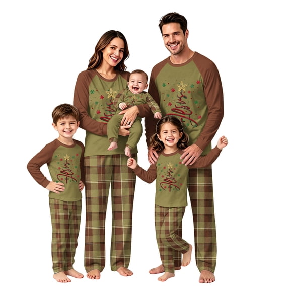 Lvotionpl 2026 Family Christmas Pajamas Matching Sets, Matching Family Christmas Pjs Long Sleeve Top & Pants Set Matching Holiday Family Pajama Xmas Sets