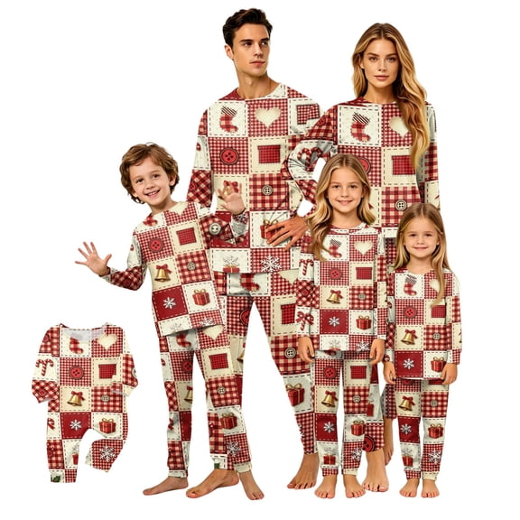 Lvotionpl 2026 Family Christmas Pajamas Matching Sets, Matching Family Christmas Pjs Long Sleeve Top & Pants Set Matching Holiday Family Pajama Xmas Sets