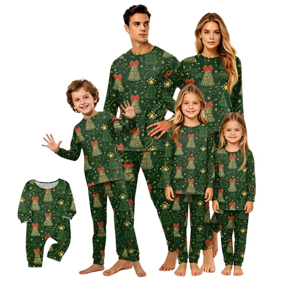Lvotionpl 2026 Family Christmas Pajamas Matching Sets, Match Family Christmas Pjs Long Sleeve Top & Pants Set Matching Holiday Family Pajama Xmas Sets