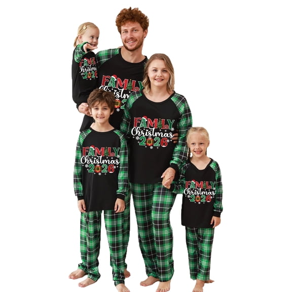 Lvotionpl 2026 Family Matching Christmas Pajamas Set, Christmas PJs for Men Women s, Long Sleeve Tops and Pants, Holiday Family Sleepwear, Xmas Pajama Sets