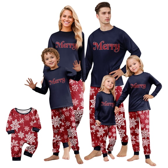 Lvotionpl 2026 Family Matching Christmas Pajamas Set, Christmas PJs for Men Women s, Long Sleeve Tops and Pants, Holiday Family Sleepwear, Xmas Pajama Sets
