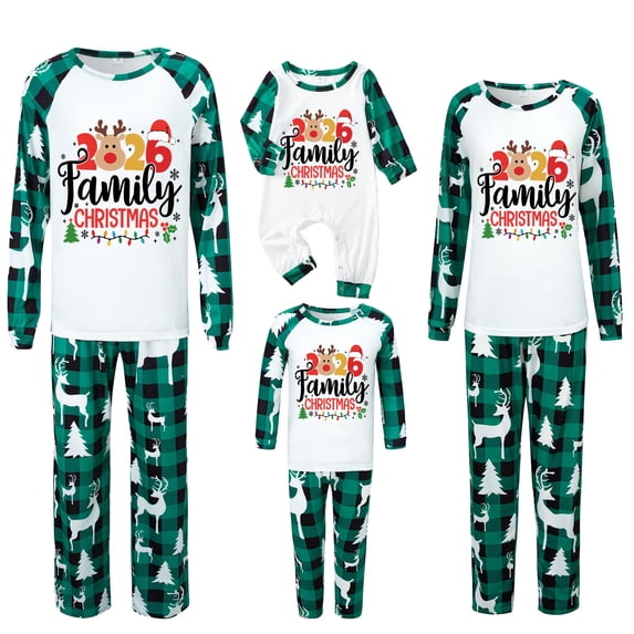 Lvotionpl 2026 Family Matching Christmas Pajamas Set, Christmas PJs for Men Women s, Long Sleeve Tops and Pants, Holiday Family Sleepwear, Xmas Pajama Sets