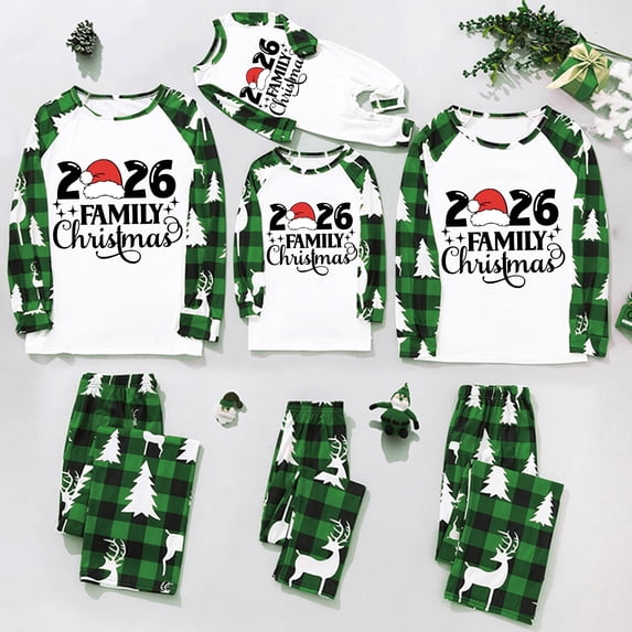Lvotionpl 2026 Family Matching Christmas Pajamas Set, Christmas PJs for Men Women s, Long Sleeve Tops and Pants, Holiday Family Sleepwear, Xmas Pajama Sets