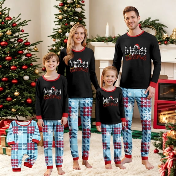 Lvotionpl 2026 Family Matching Christmas Pajamas Set, Christmas PJs for Men Women s, Long Sleeve Tops and Pants, Holiday Family Sleepwear, Xmas Pajama Sets