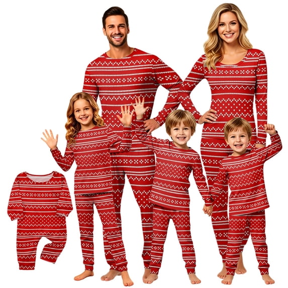 Lvotionpl 2026 Family Matching Christmas Pajamas Set, Christmas PJs for Men Women s, Long Sleeve Tops and Pants, Holiday Family Sleepwear, Xmas Pajama Sets