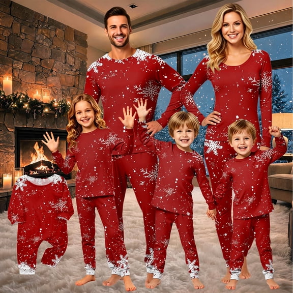 Lvotionpl 2026 Family Matching Christmas Pajamas Set, Christmas PJs for Men Women s, Long Sleeve Tops and Pants, Holiday Family Sleepwear, Xmas Pajama Sets