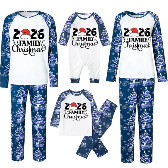 Lvotionpl 2026 Family Matching Christmas Pajamas Set, Christmas PJs for Men Women s, Long Sleeve Tops and Pants, Holiday Family Sleepwear, Xmas Pajama Sets