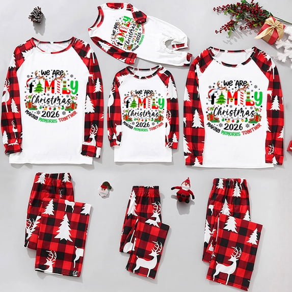 Lvotionpl 2026 Family Matching Christmas Pajamas Set, Christmas PJs for Men Women s, Long Sleeve Tops and Pants, Holiday Family Sleepwear, Xmas Pajama Sets