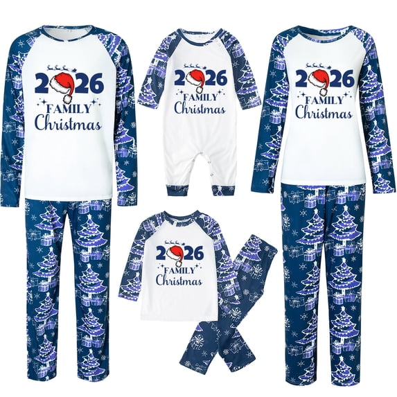 Lvotionpl 2026 Family Matching Christmas Pajamas Set, Christmas PJs for Men Women s, Long Sleeve Tops and Pants, Holiday Family Sleepwear, Xmas Pajama Sets
