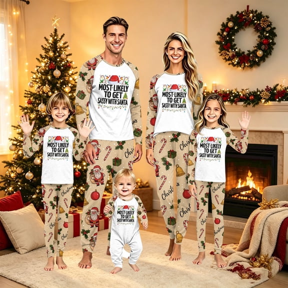 Lvotionpl 2026 Matching Family Christmas Pjs, Matching Christmas Pajamas Long Sleeve Top & Pants Set Matching Holiday Family Pajama Xmas Sets