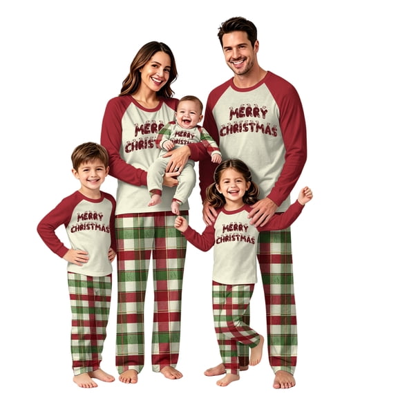 Lvotionpl 2026 Match Family Christmas Pjs, Matching Christmas Pajamas Long Sleeve Top & Pants Set Matching Holiday Family Pajama Xmas Sets