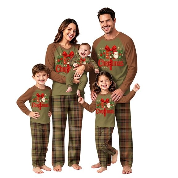 Lvotionpl 2026 Family Christmas Pajamas Matching Sets, Matching Family Christmas Pjs Long Sleeve Top & Pants Set Matching Holiday Family Pajama Xmas Sets