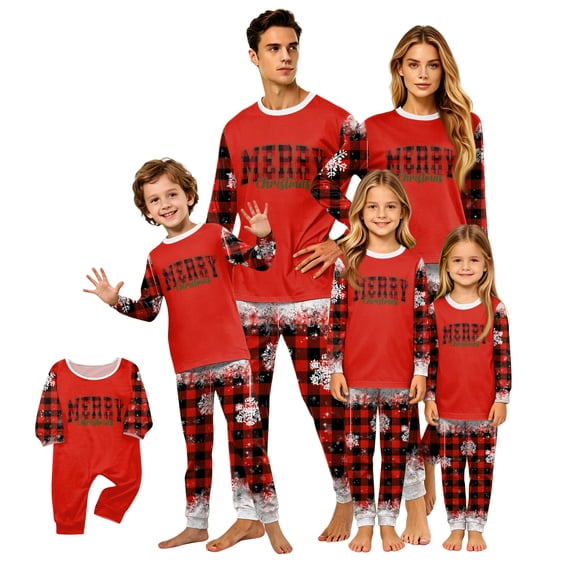Lvotionpl 2026 Matching Family Christmas Pjs, Matching Christmas Pajamas Long Sleeve Top & Pants Set Matching Holiday Family Pajama Xmas Sets