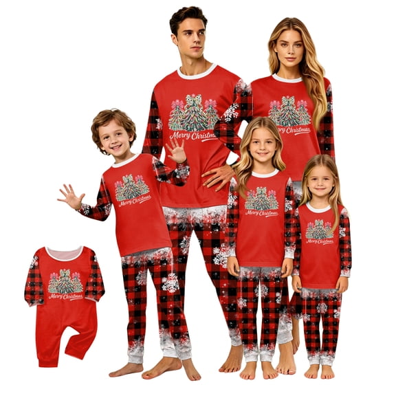 Lvotionpl 2026 Matching Family Christmas Pjs, Matching Christmas Pajamas Long Sleeve Top & Pants Set Matching Holiday Family Pajama Xmas Sets
