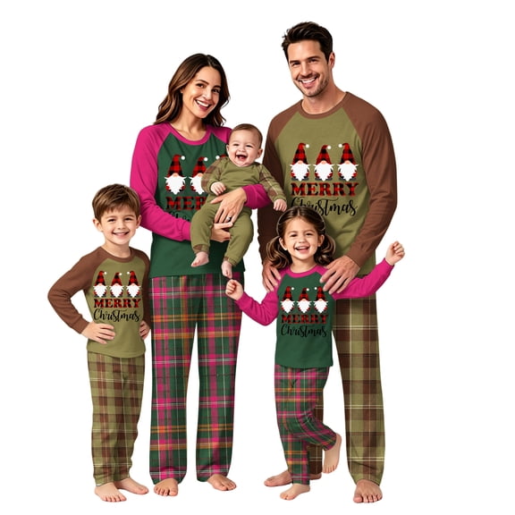 Lvotionpl 2026 Match Family Christmas Pjs, Matching Christmas Pajamas Long Sleeve Top & Pants Set Matching Holiday Family Pajama Xmas Sets