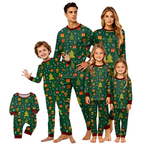 Lvotionpl 2026 Matching Family Christmas Pjs, Matching Christmas Pajamas Long Sleeve Top & Pants Set Matching Holiday Family Pajama Xmas Sets