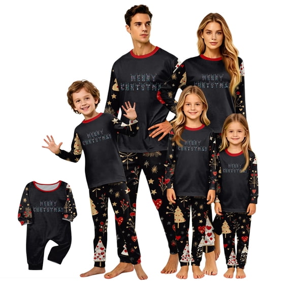 Lvotionpl 2026 Matching Family Christmas Pjs, Matching Christmas Pajamas Long Sleeve Top & Pants Set Matching Holiday Family Pajama Xmas Sets