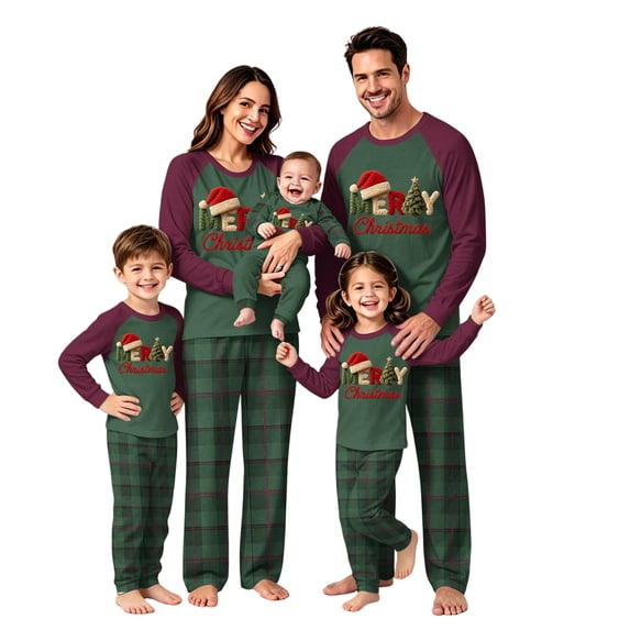 Lvotionpl 2026 Matching Family Christmas Pjs, Matching Christmas Pajamas Long Sleeve Top & Pants Set Matching Holiday Family Pajama Xmas Sets