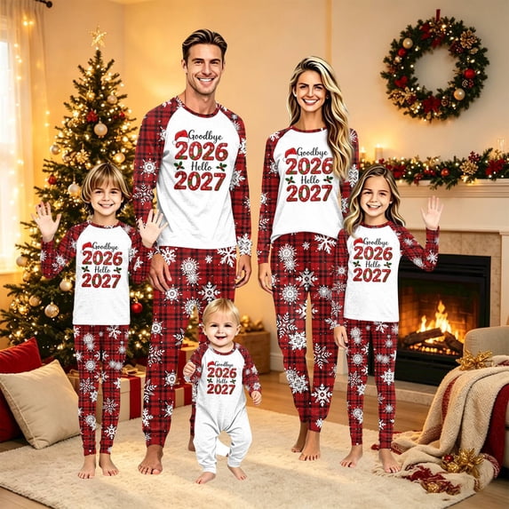 Lvotionpl 2026 Matching Family Christmas Pjs, Matching Christmas Pajamas Long Sleeve Top & Pants Set Matching Holiday Family Pajama Xmas Sets