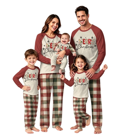 Lvotionpl 2026 Family Christmas Pajamas Matching Sets, Matching Family Christmas Pjs Long Sleeve Top & Pants Set Matching Holiday Family Pajama Xmas Sets