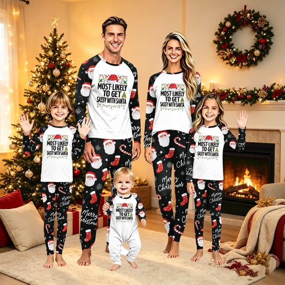 Lvotionpl 2026 Matching Family Christmas Pjs, Matching Christmas Pajamas Long Sleeve Top & Pants Set Matching Holiday Family Pajama Xmas Sets