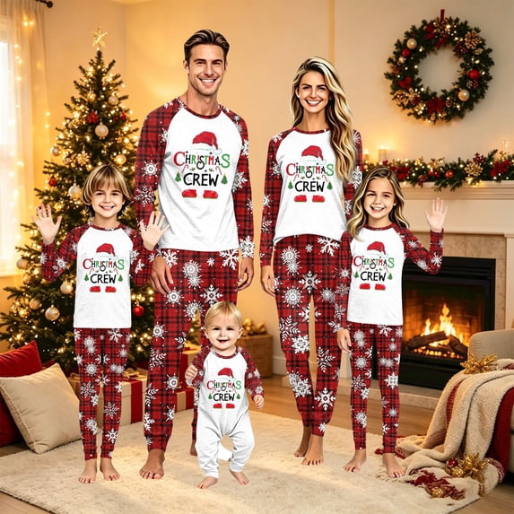 Lvotionpl 2026 Matching Family Christmas Pjs, Matching Christmas Pajamas Long Sleeve Top & Pants Set Matching Holiday Family Pajama Xmas Sets