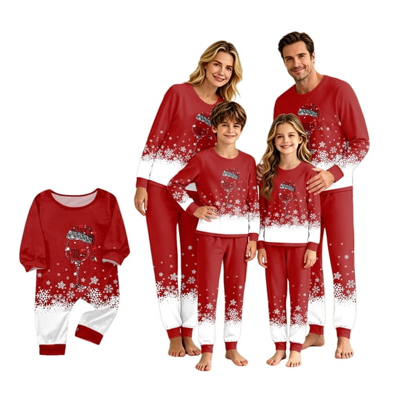 Lvotionpl 2026 Match Family Christmas Pjs, Matching Christmas Pajamas Long Sleeve Top & Pants Set Matching Holiday Family Pajama Xmas Sets