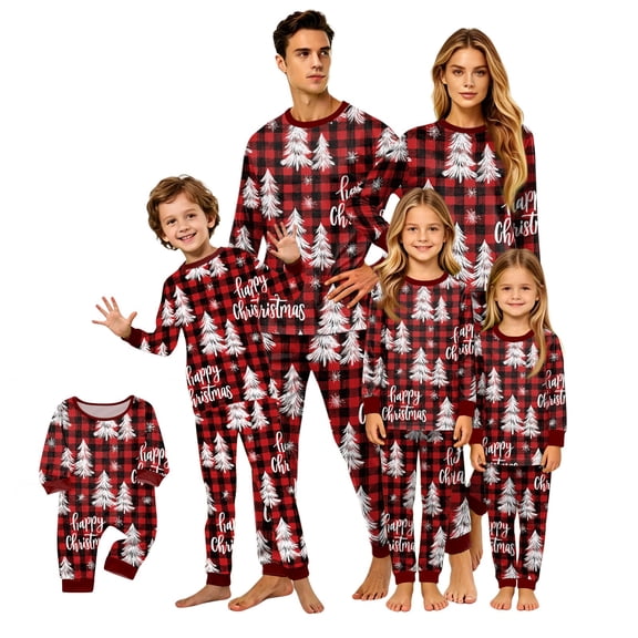 Lvotionpl 2026 Matching Family Christmas Pjs, Matching Christmas Pajamas Long Sleeve Top & Pants Set Matching Holiday Family Pajama Xmas Sets
