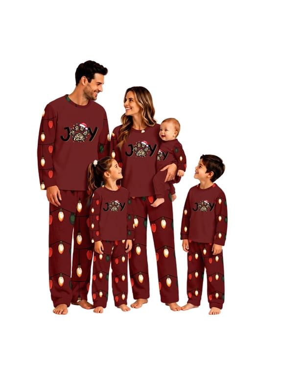 2026 Matching Family Christmas Pjs, Matching Christmas Pajamas Long Sleeve Top & Pants Set Matching Holiday Family Pajama Xmas Sets