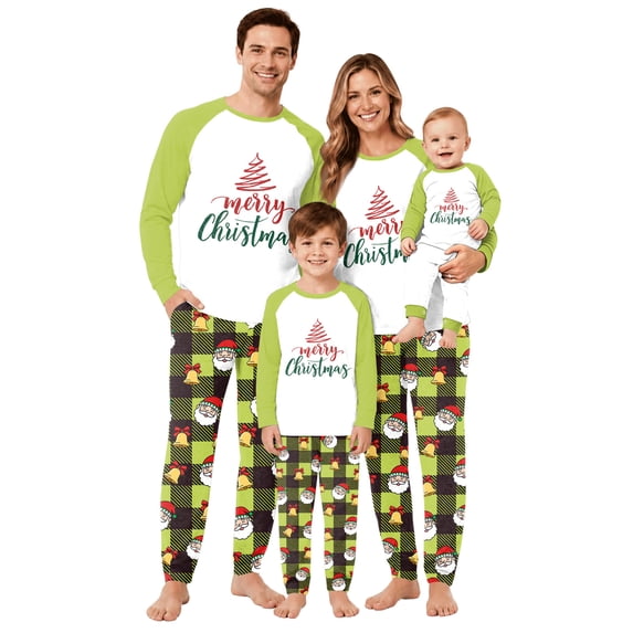 Lvotionpl Match Family Christmas Pjs, Matching Christmas Pajamas Long Sleeve Top & Pants Set Matching Holiday Family Pajama Xmas Sets
