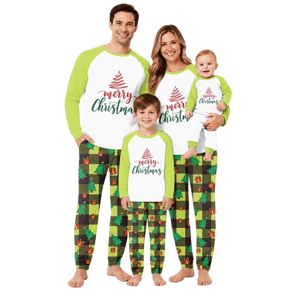 Lvotionpl Match Family Christmas Pjs, Matching Christmas Pajamas Long Sleeve Top & Pants Set Matching Holiday Family Pajama Xmas Sets