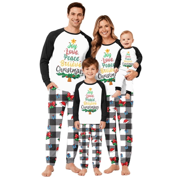 Lvotionpl Match Family Christmas Pjs, Matching Christmas Pajamas Long Sleeve Top & Pants Set Matching Holiday Family Pajama Xmas Sets