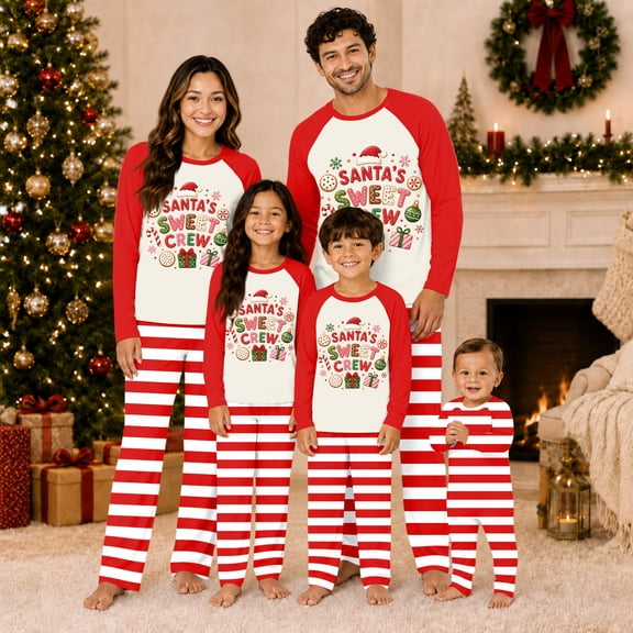 Lvotionpl Match Family Christmas Pjs, Matching Christmas Pajamas Long Sleeve Top & Pants Set Matching Holiday Family Pajama Xmas Sets