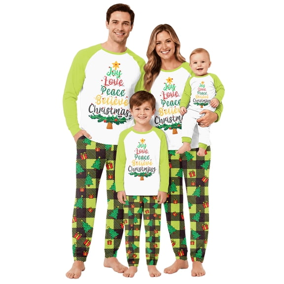 Lvotionpl Match Family Christmas Pjs, Matching Christmas Pajamas Long Sleeve Top & Pants Set Matching Holiday Family Pajama Xmas Sets