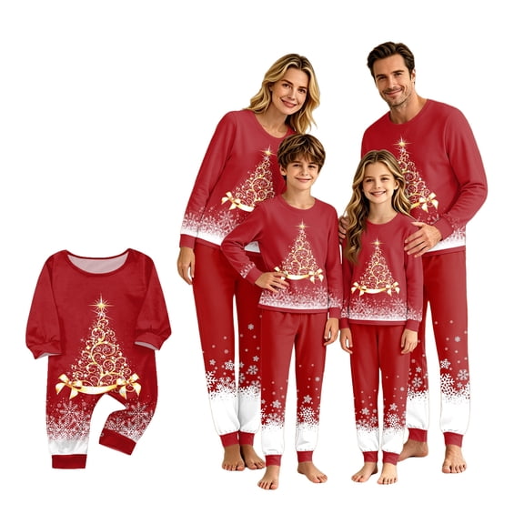Lvotionpl Matching Christmas Pajamas 2026, Cozy Long Sleeve Holiday Sleepwear, Soft Festive Xmas Sleepwear