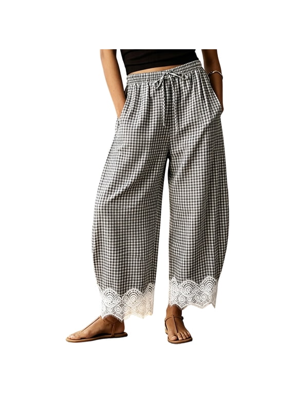 Women's Frayed Hem Military Green Knit Flare Pants Boho Pants For Women Harem Pants Women Loose Pants