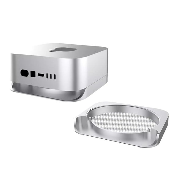 Lvseeman Suitable for Mac Mini M4/M4 Pro 2024 Desktop Dust and Heat Dissipation Stand Accessories, Mac Mini M4 Aluminum Alloy Bracket Base (Silver) 