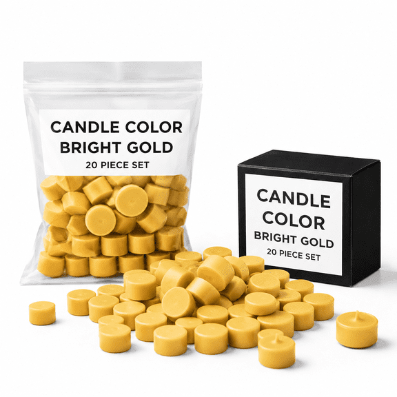 Lwbloom Bright Gold Candle Dye Chips 20 Piece Set (2 oz) Highly Concentrated Wax Color Blocks for Candle Making, Vibrant Bright Gold Wax Dye for Soy Wax, Paraffin Wax, Beeswax & DIY Candle Crafts