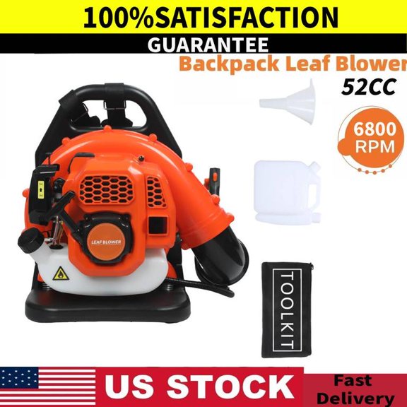 Lweong Backpack Leaf Blower Gas Powered – 52cc 2-Stroke Engine, 550 CFM High Airflow for Lawn Care, Low-Noise Performance, Priming Pump for Easy Start, 1.2L Fuel Tank