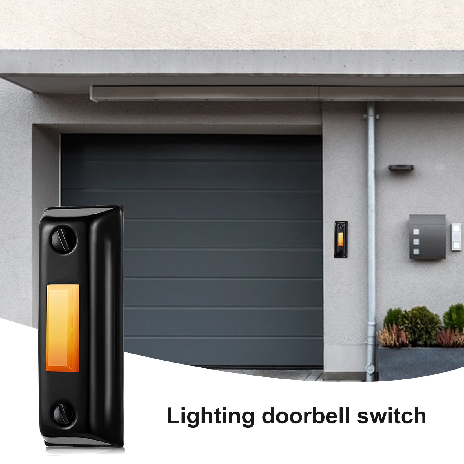 Lweong Metal Doorbell Switch with Warm Yellow Light Wall Mounted