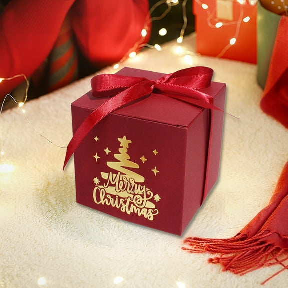 Lwlmwt 10 Pcs Christmas Gift Boxes, Merry Christmas Candy Treat Box,Christmas Favor Boxes Cookies for Pastries, Candy, Holiday Bakery Treat and Party Favor 3.15x3.15x3.15 Inches