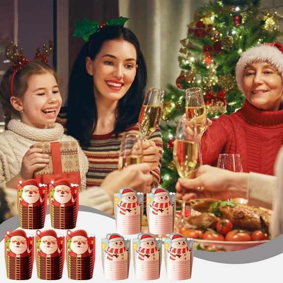 Lwlmwt 100Pcs Christmas Paper Baking Cups Colorful Snowman Cupcake Wrappers Scalloped Edge Cupcake Muffin Cases for Xmas Winter Party Supplies