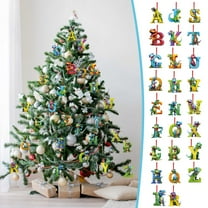 Lwlmwt 26-Letter Christmas Ornaments 2D Flat Acrylic Dinosaur Shaped Pendants Fun Kids' Christmas Decorations Personalized Christmas Tree Hangings Perfect for Party Decorations & Christmas Gifts