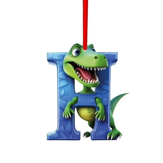Lwlmwt 26-Letter Christmas Ornaments 2D Flat Acrylic Dinosaur Shaped Pendants Fun Kids' Christmas Decorations Personalized Christmas Tree Hangings Perfect for Party Decorations & Christmas Gifts