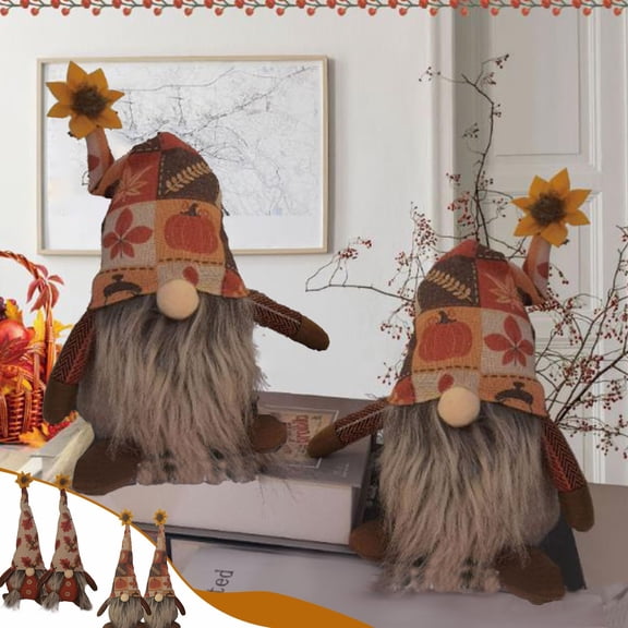 Lwlmwt 2PC Thanksgiving Day Doll Faceless Old Man Figurine,Fall Gnomes Decorations,Thanksgiving Harvest Plush Gnomes Dolls,Home Decor