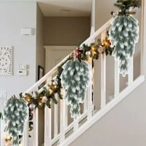 Lwlmwt 30-Inch Artificial Christmas Teardrop Wreath Winter Hanging Decor Realistic Greenery Accent Perfect for Porches, Fireplaces, and Christmas Decorations