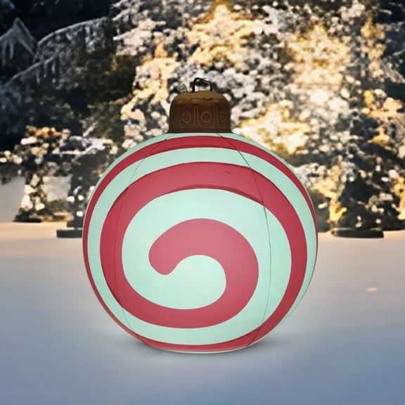 Lwlmwt 32 Inch Light Up Giant PVC Inflatable Christmas Decorated Ball Ornaments Outdoor Large Xmas Blow Ball Decorations for Christmas Themed Party Ornaments