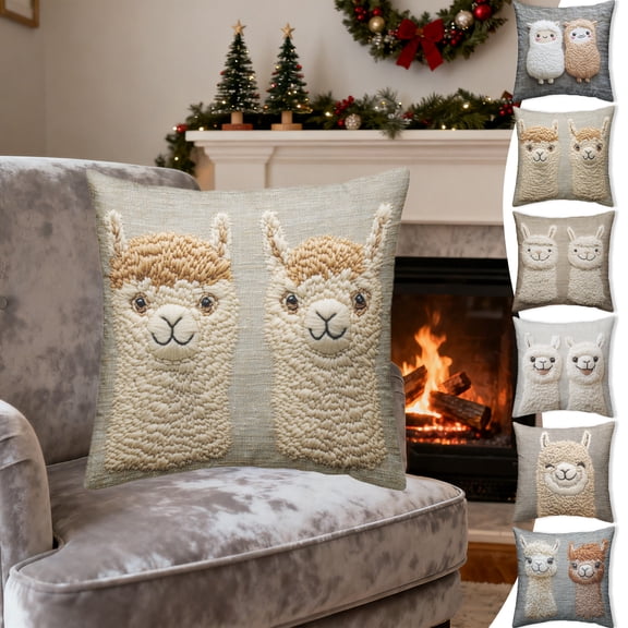 Lwlmwt 3D Alpaca Print Pillow Cover 18x18 Inch Adorable Decorative Pillow Cover Perfect for Sofas, Recliners, Office Chairs, and Home Decor