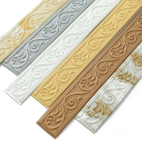Lwlmwt 3D Wallpaper Border 90x2.4-inch Thickened Self-Adhesive Flexible Foam Trim Peel-and-Stick Wallpaper Border Ideal for Home Decor & Hotel DIY Projects
