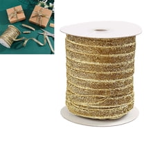 Lwlmwt 50 Yards Metallic Glitter Ribbon, 3/8" (10mm) Golden Sparkle Trim for Gift Wrapping, DIY Crafts, Wedding, Party, Christmas, Hair Bows, Polyester Sewing Craft